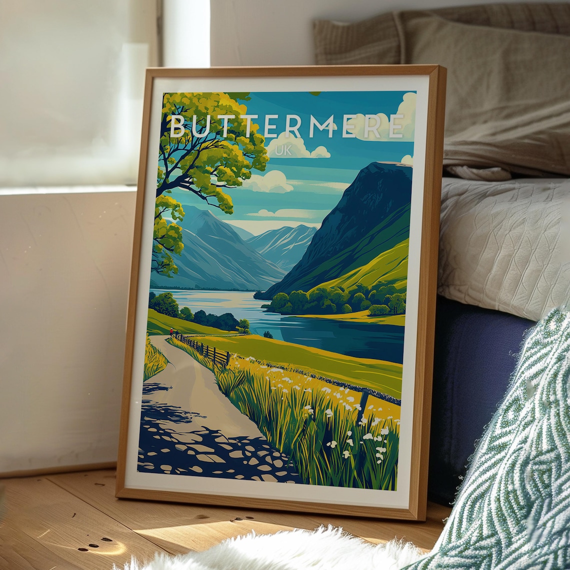 Buttermere UK Lake District Mountain Lake Path Landscape Poster - Image 3