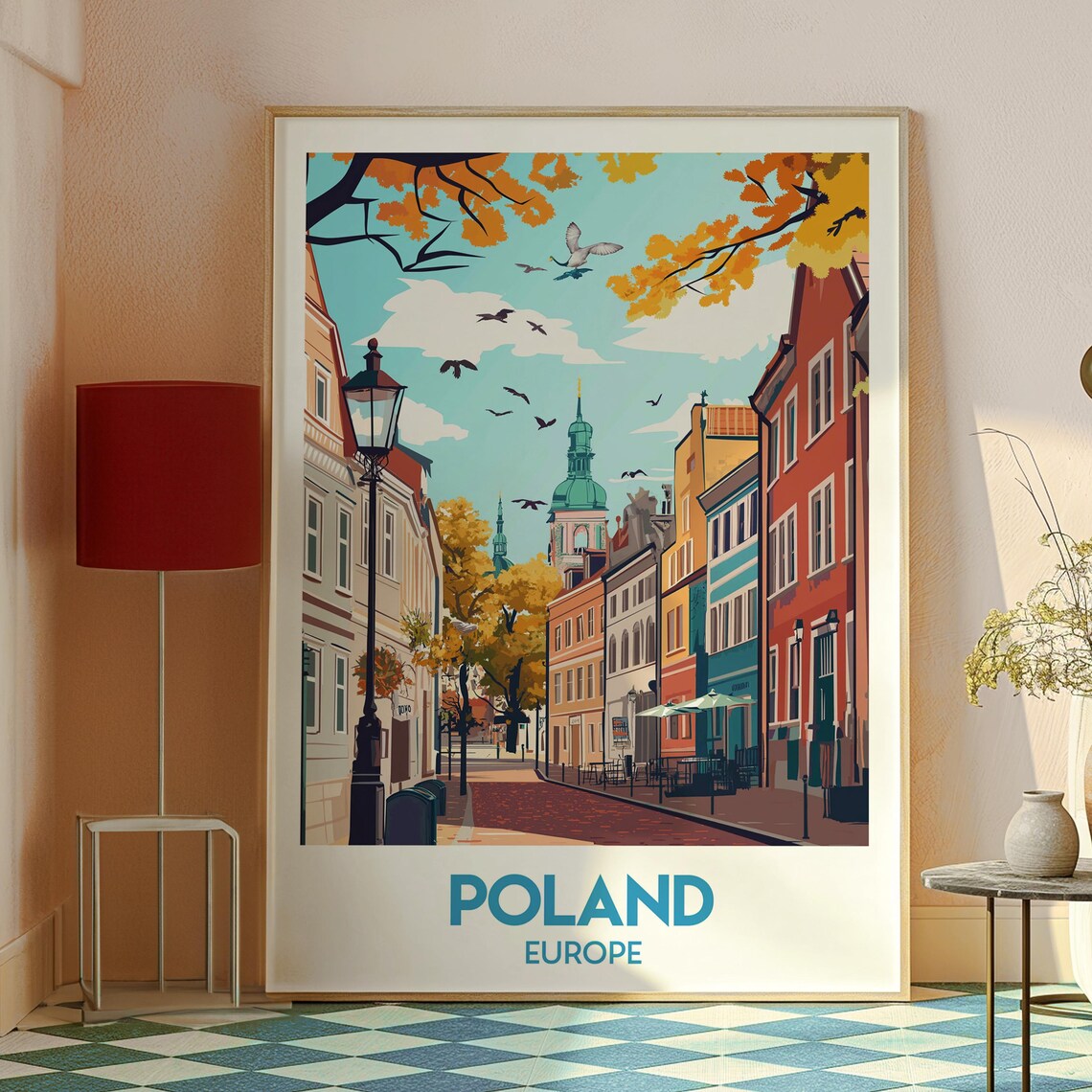 Poland Europe Historic Old Town Autumn Foliage Street Travel Poster - Image 2