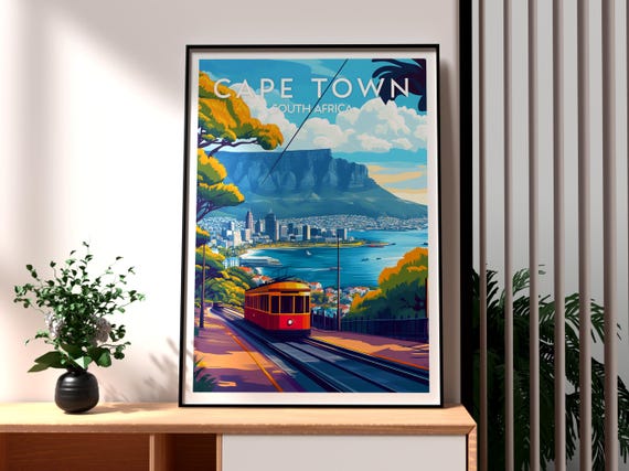Cape Town Poster South Africa Print Wall Art Travel African Wildlife Rock