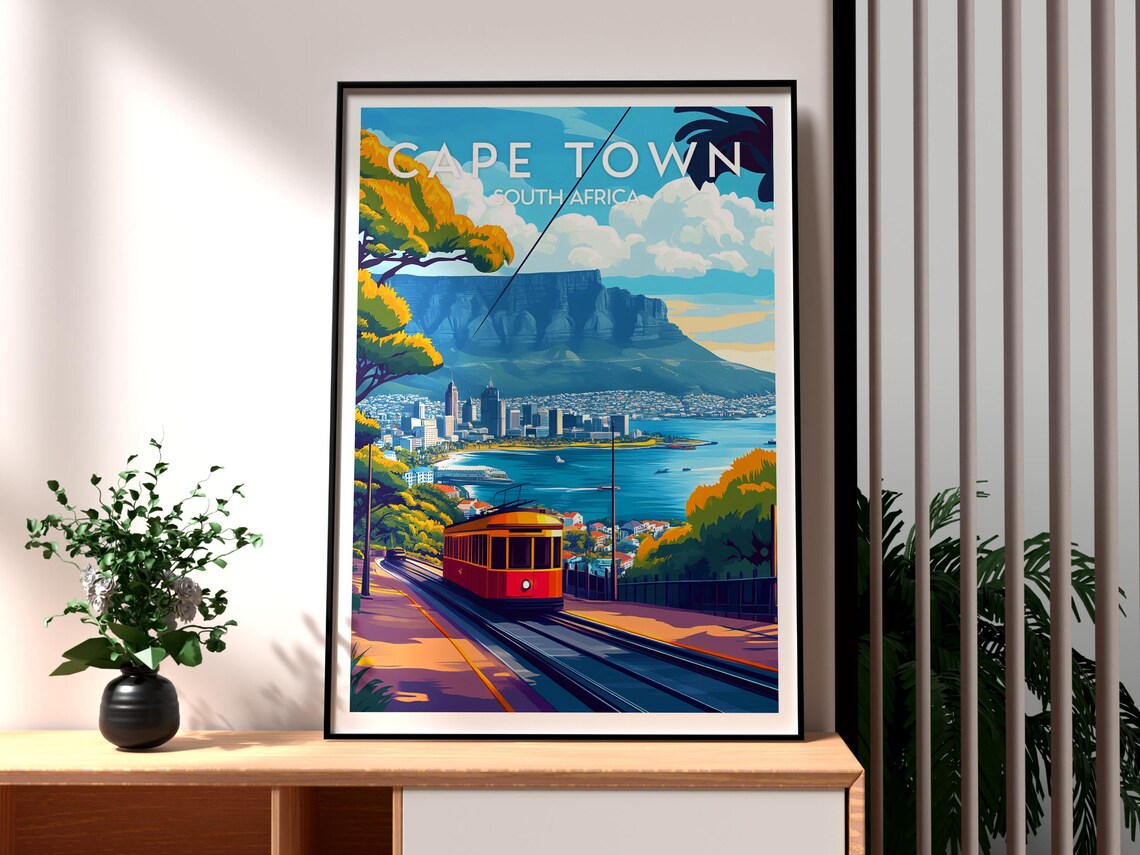 Cape Town South Africa Table Mountain Cable Car Travel Poster