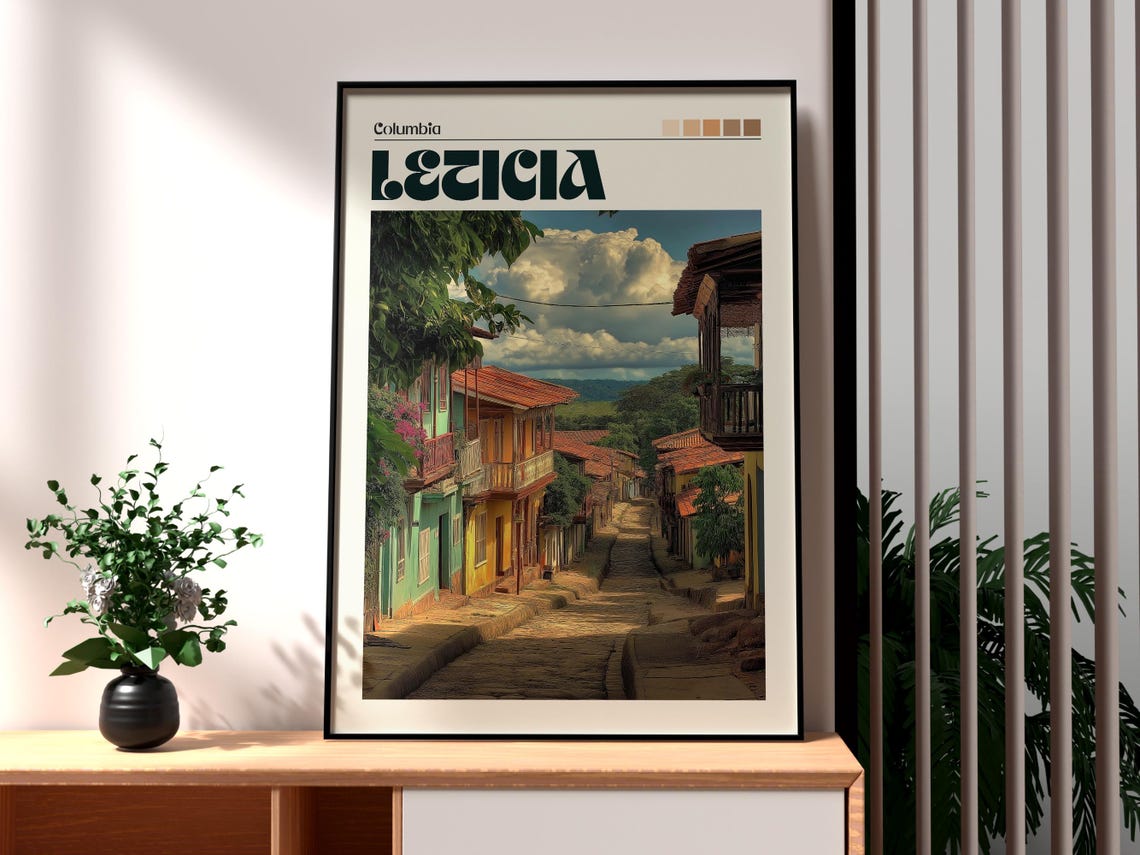 Leticia Poster Amazon River Colombia Travel Print Wall Art Backpacking South America