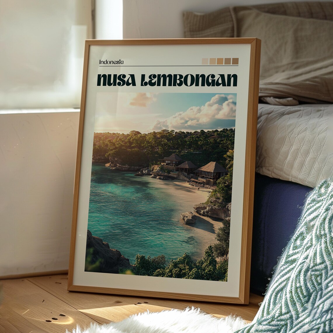Nusa Lembongan Indonesia Turquoise Cove Beach Sunset Travel Poster - Image 3