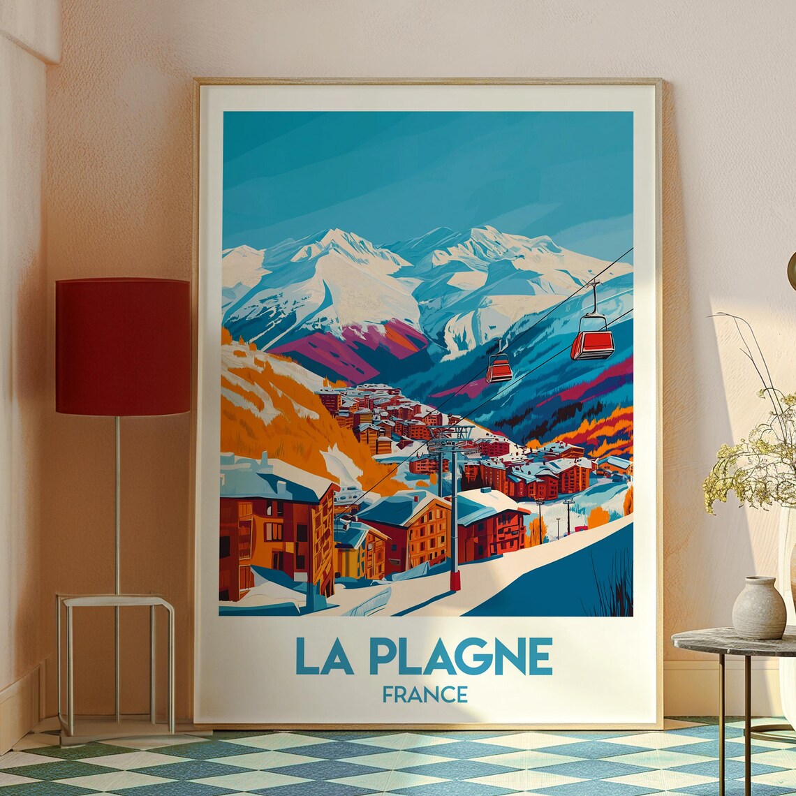 La Plagne France Alpine Ski Resort Gondola Peaks Travel Poster - Image 2