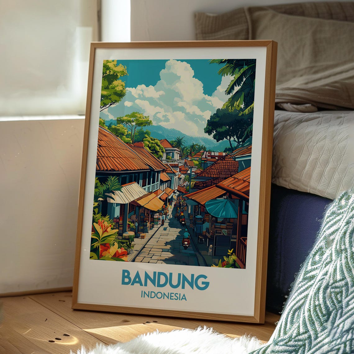 Bandung Indonesia Old Town Market Street Java Tropical City Travel Poster - Image 3