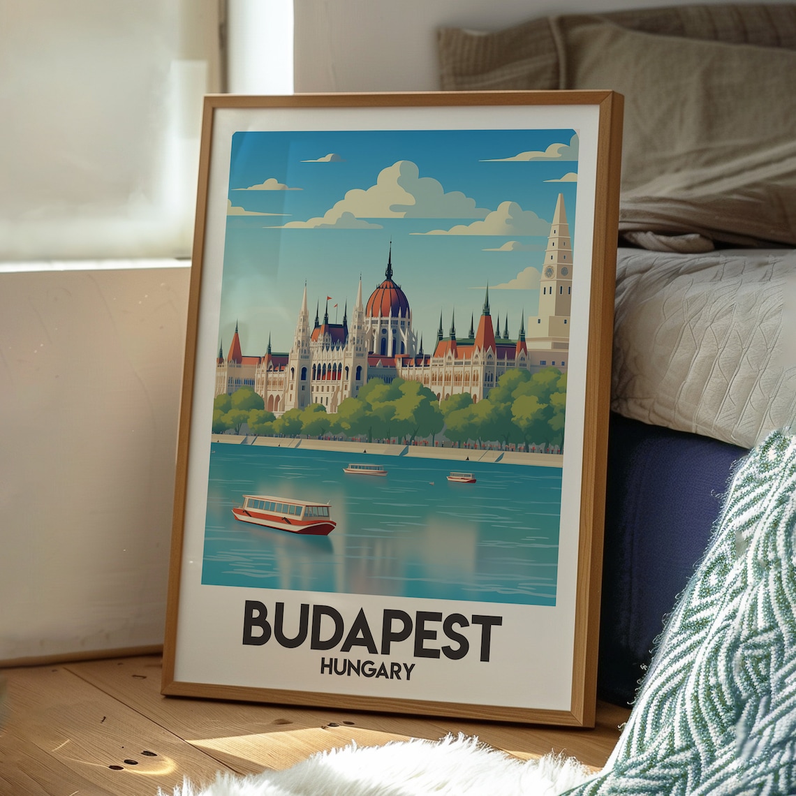 Budapest Hungary Parliament Building On The Danube Travel Poster - Image 3