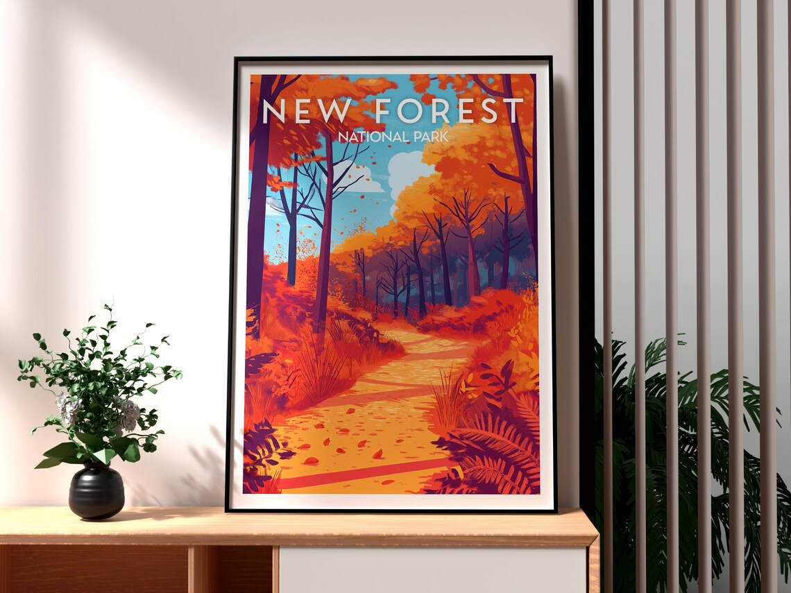 New Forest National Park Travel Poster, England Nature