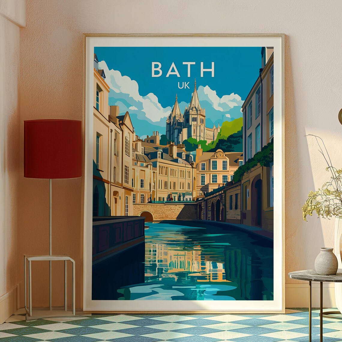 Bath UK Abbey Georgian Street River Vintage City Travel Poster - Image 2