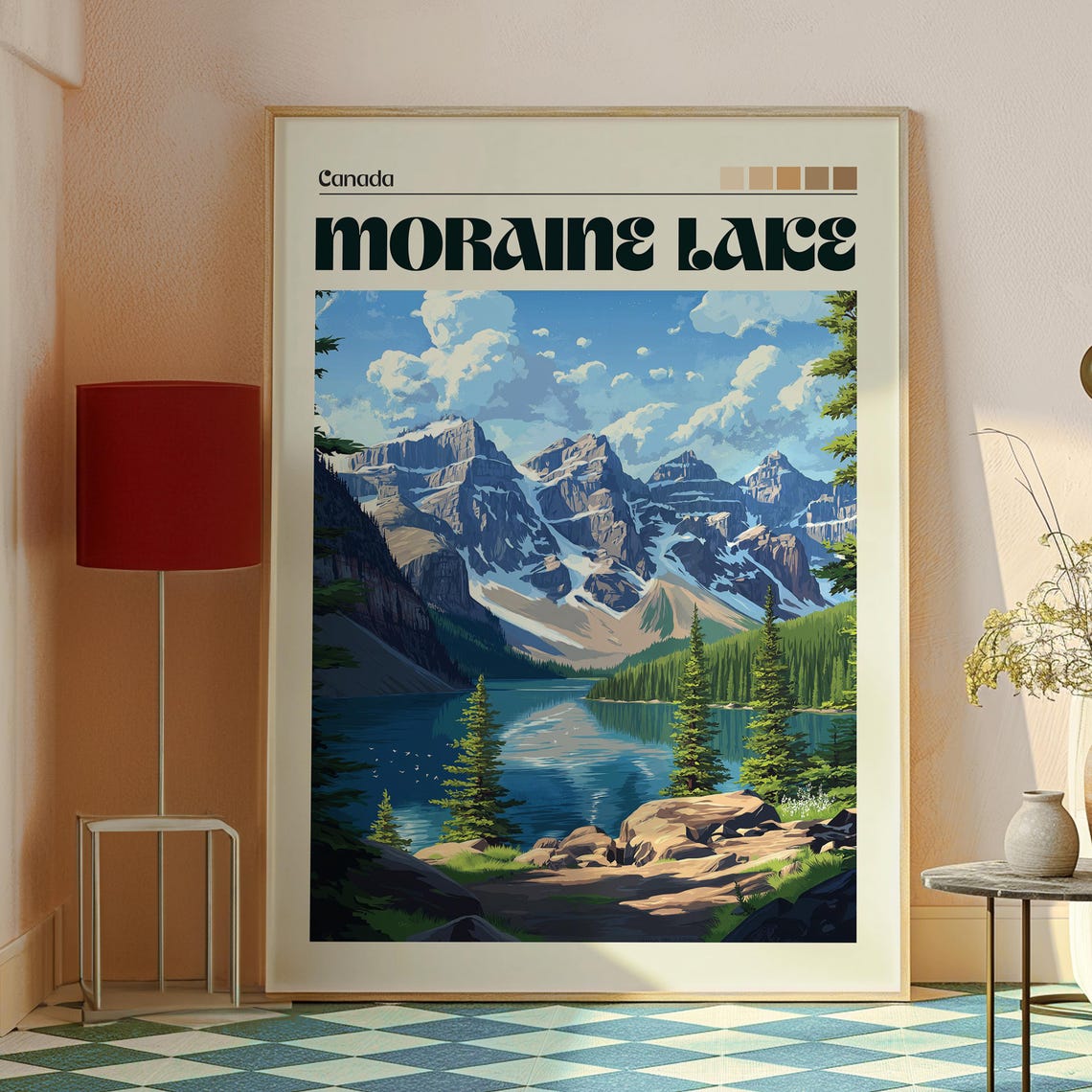 Moraine Lake Canada Banff Turquoise Lake Rocky Mountains Poster - Image 2