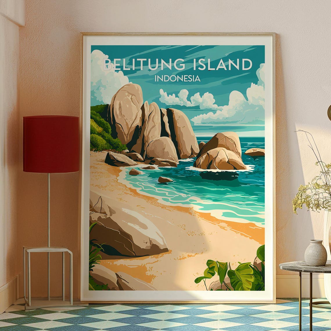 Belitung Island Indonesia Granite Boulder Beach Travel Poster - Image 2