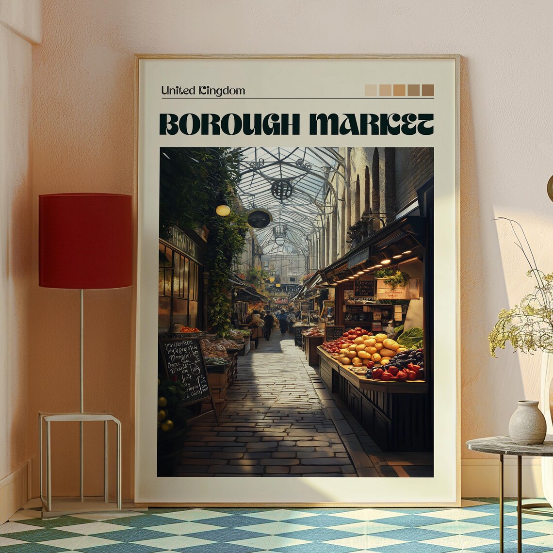 Borough Market London Historic Glass Roof Market Hall Poster - Image 2