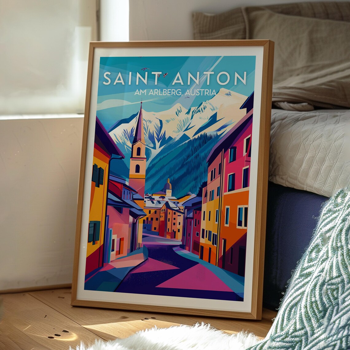 Saint Anton Am Arlberg Austria Alpine Ski Town Street Travel Poster - Image 3