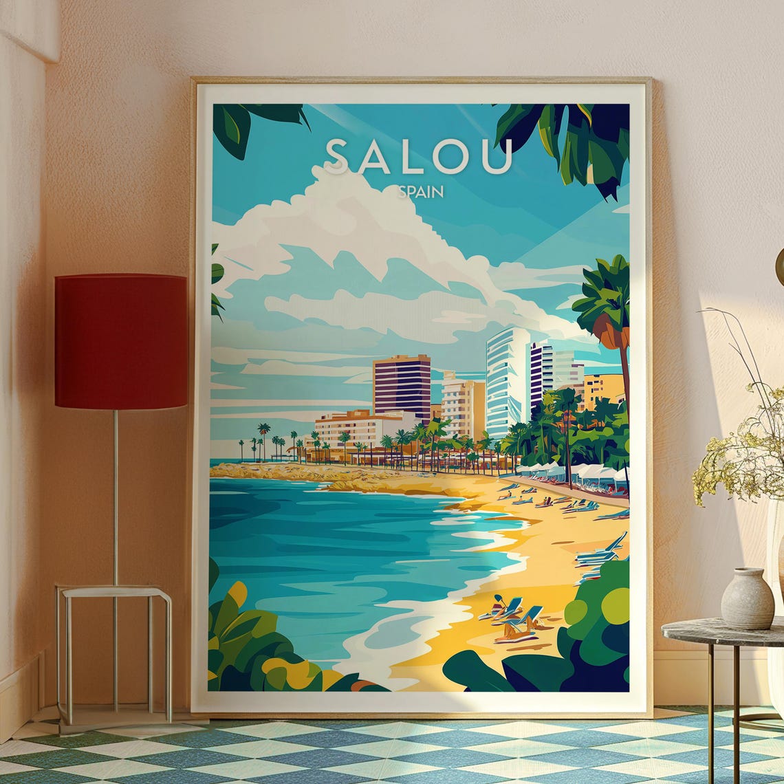 Salou Spain Mediterranean Beach Resort Skyline Sunny Art Poster - Image 2