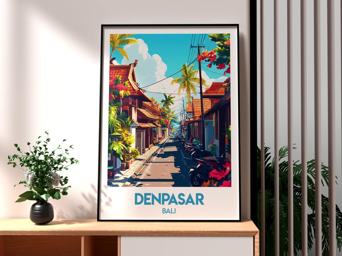 Denpasar Travel Print Bali Wall Art Beach Poster Backpacking Gift For Traveller
