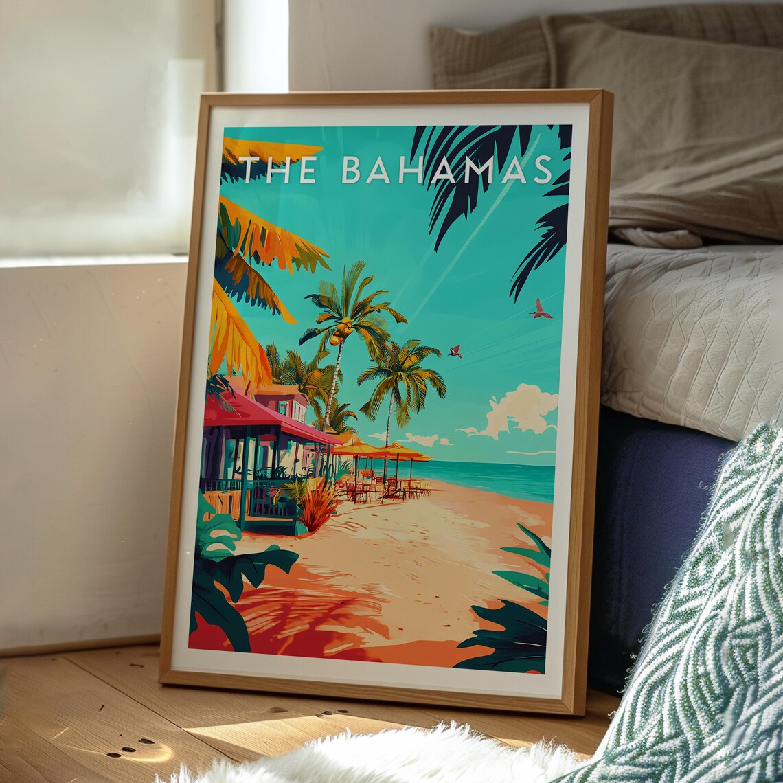 The Bahamas Tropical Beach Palms Ocean Escape Paradise Travel Poster - Image 3