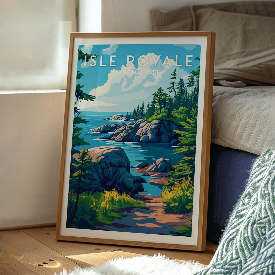 Isle Royale National Park Rocky Lake Superior Shore Travel Poster - Image 3