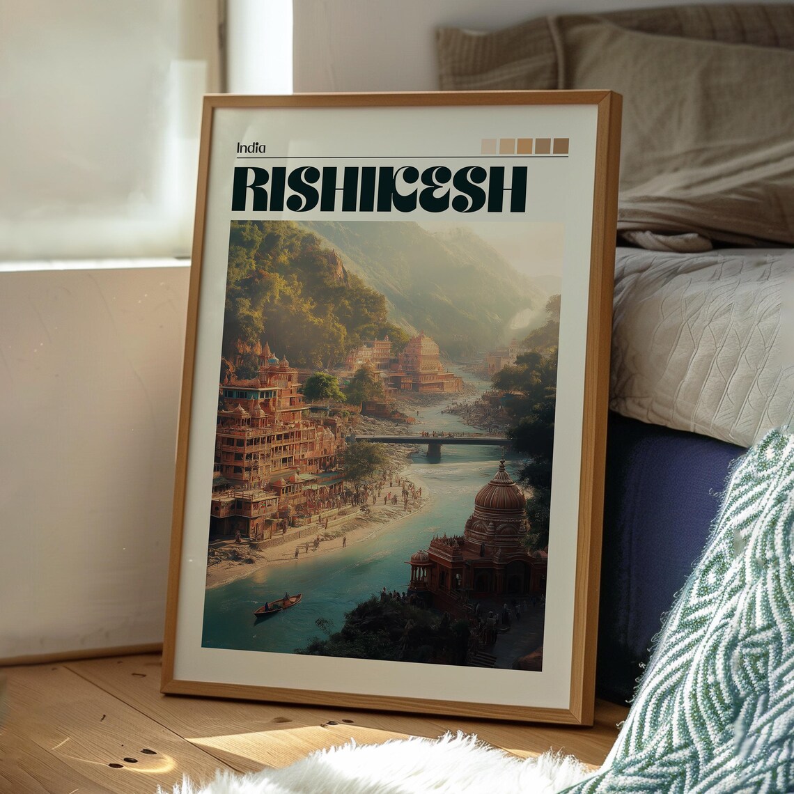 Rishikesh India Ganges River Temples Riverside Yoga Travel Poster - Image 3