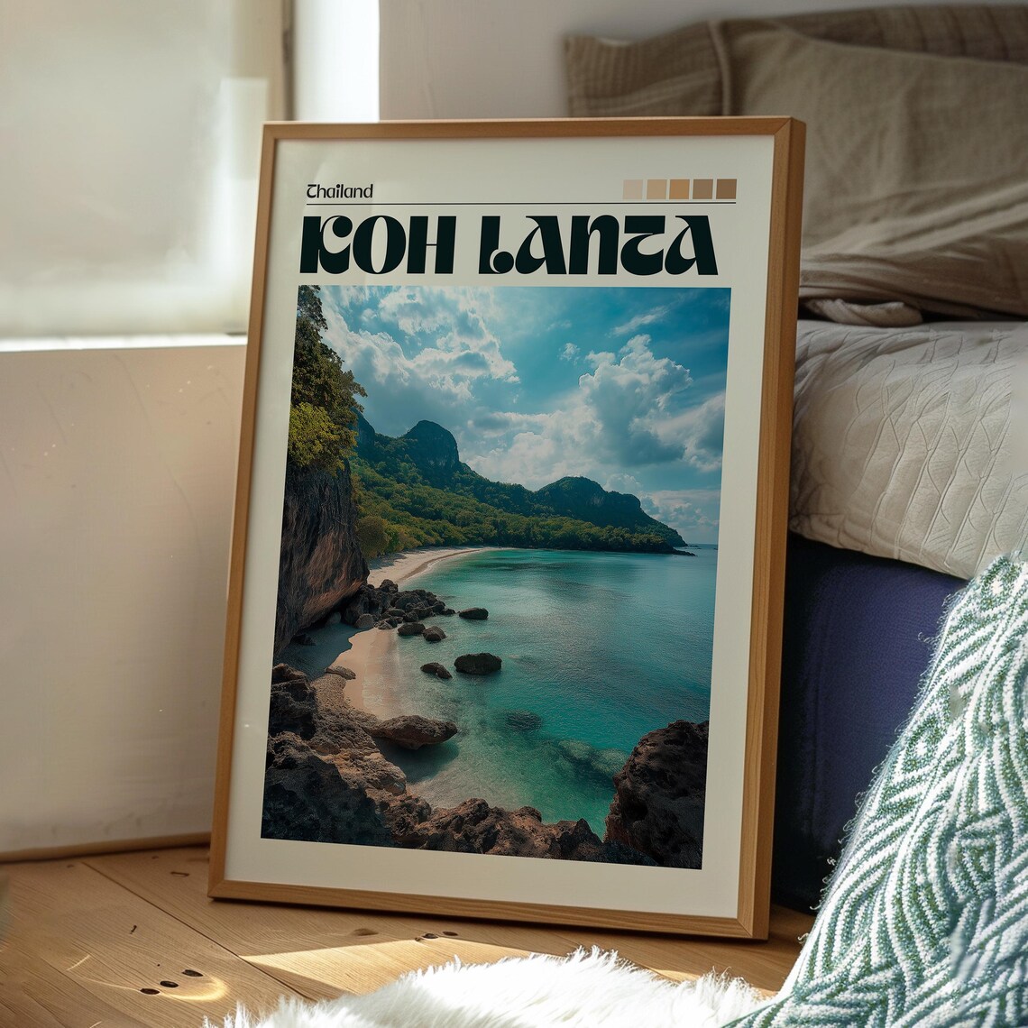 Koh Lanta Thailand Rocky Cove Turquoise Water Beach Travel Poster - Image 3