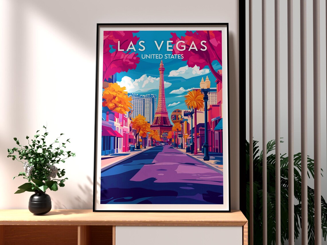 Las Vegas United States Neon Strip Eiffel Tower Replica Poster