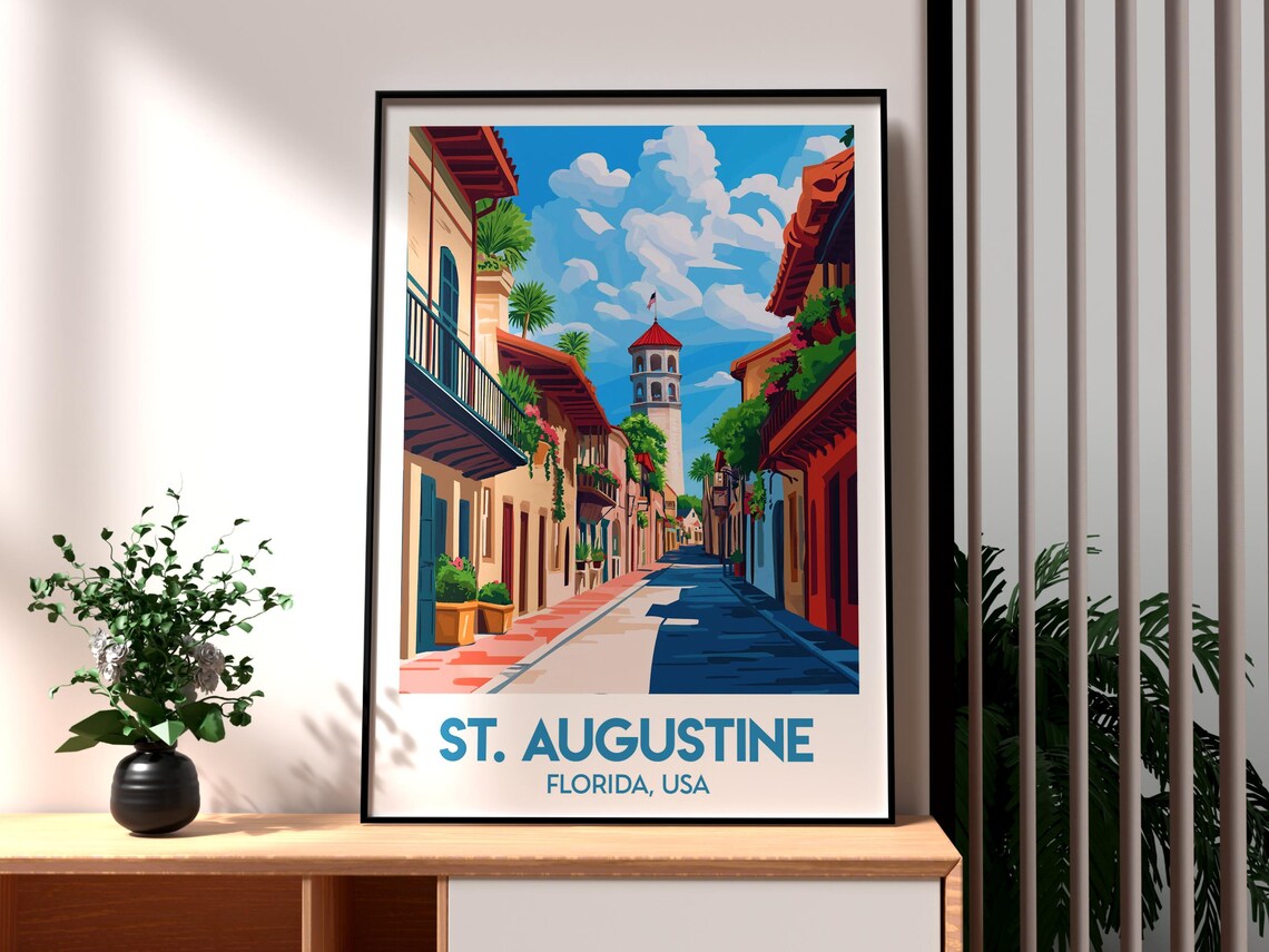 St Augustine Florida Historic Old Town Street USA Travel Poster