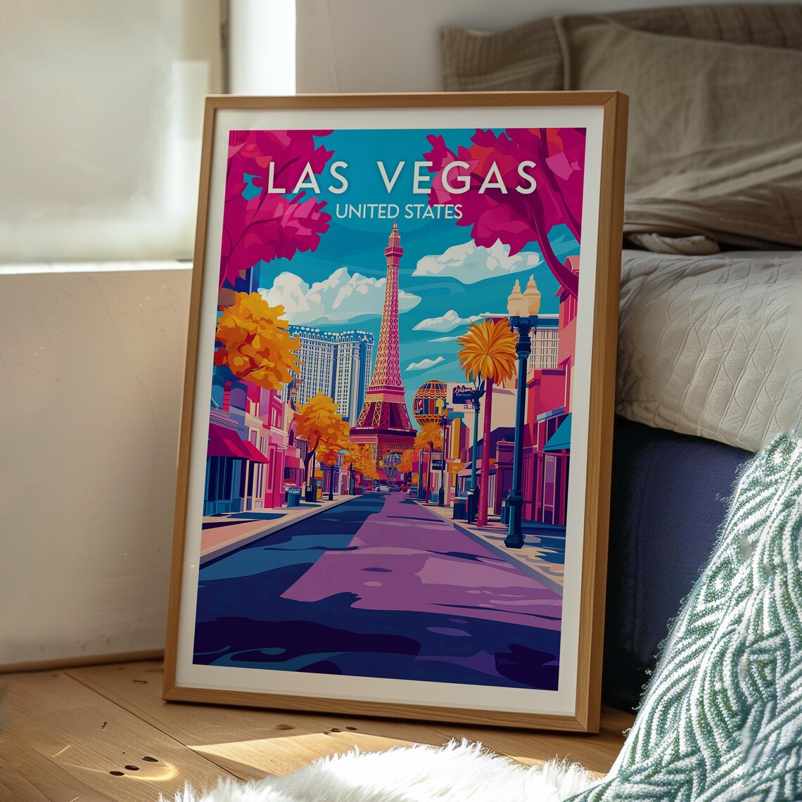 Las Vegas United States Neon Strip Eiffel Tower Replica Poster - Image 3