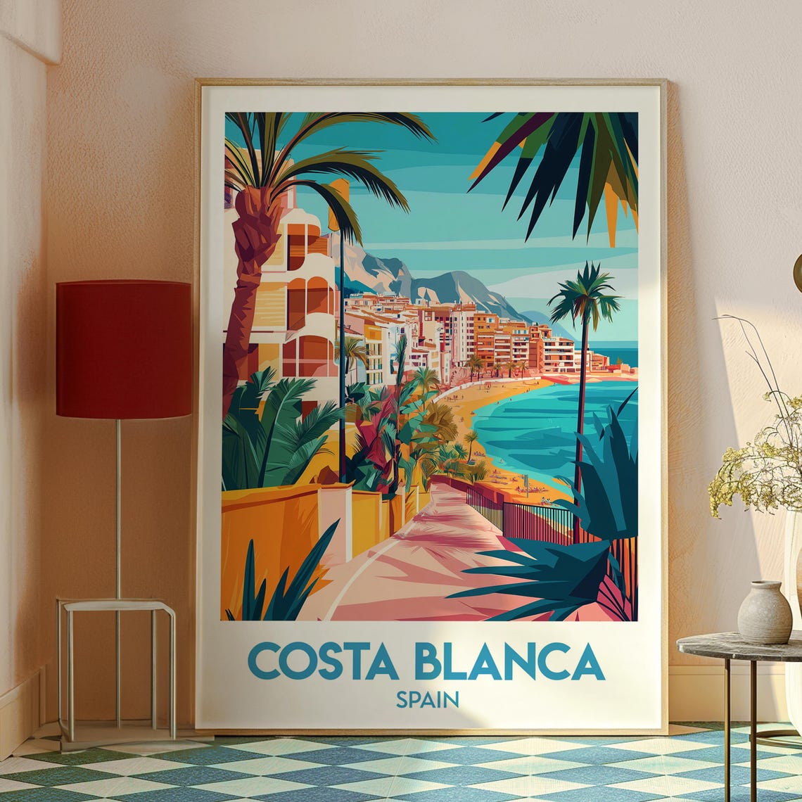 Costa Blanca Spain Beach Path Palm Trees Coastal Travel Poster - Image 2