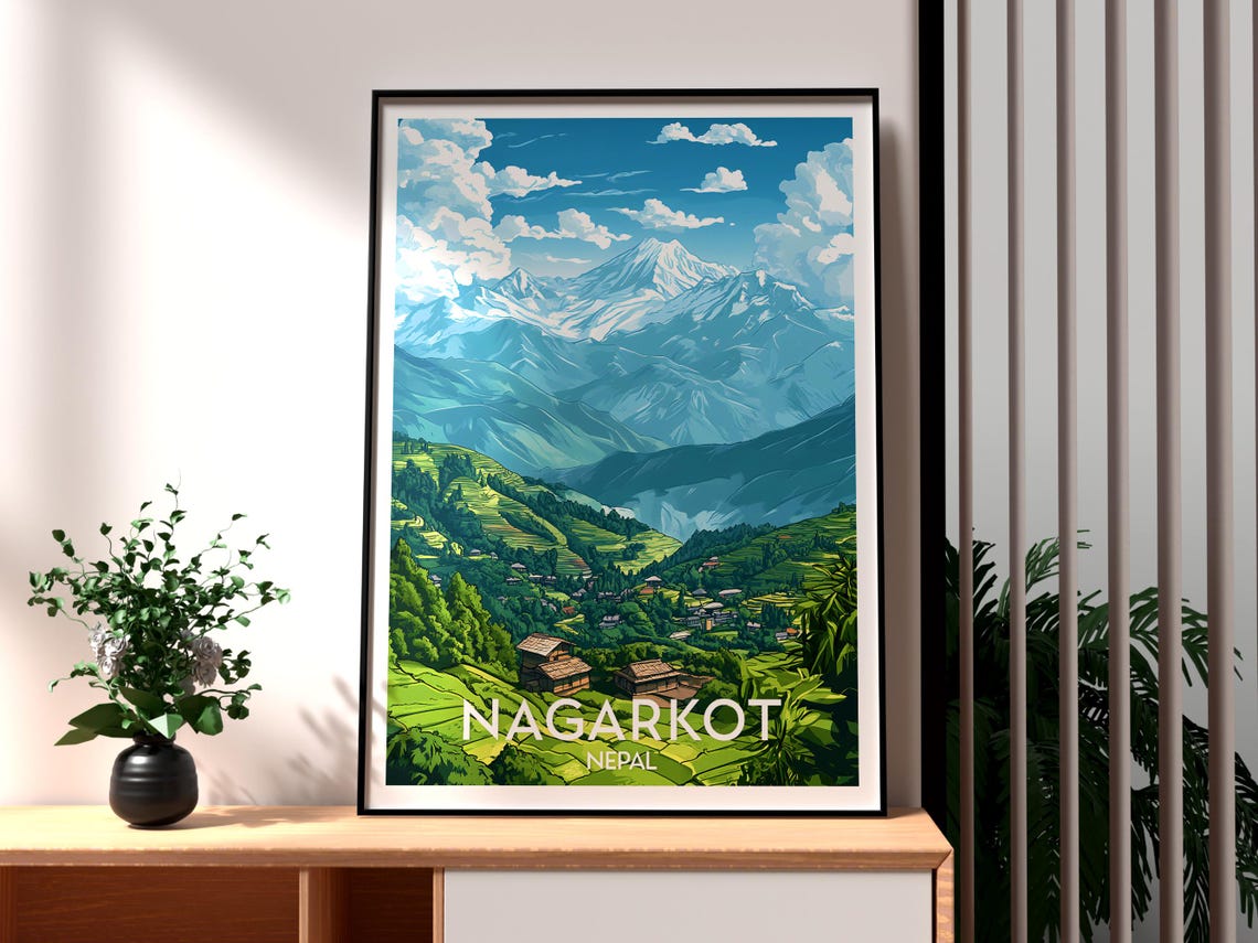 Nagarkot Nepal Himalayan Mountain Peak Village View Travel Poster
