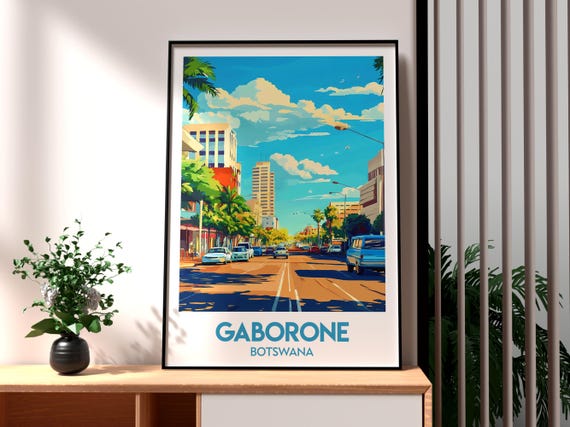 Gaborone Travel Print Botswana Wall Art Poster Africa City