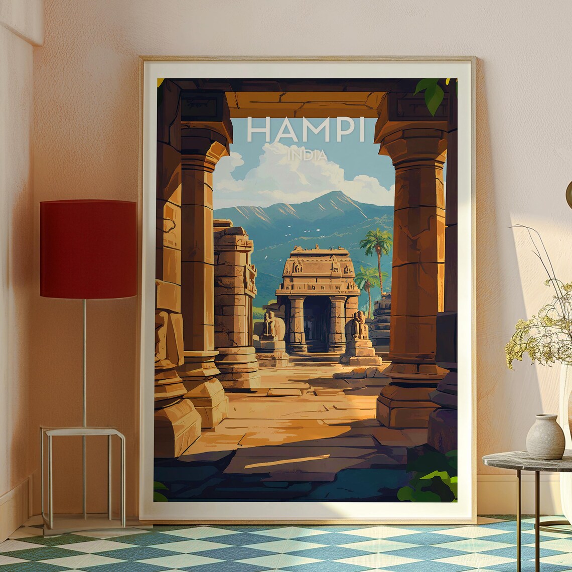 Hampi India Ancient Stone Temple Ruins Heritage Site Travel Poster - Image 2