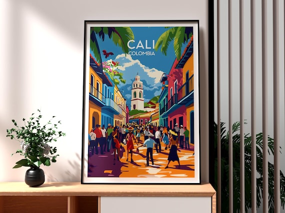 Santiago De Cali Travel Poster, Colombia Art Print