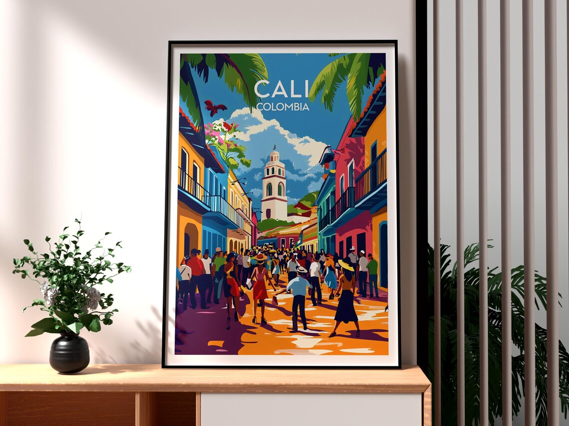 Santiago De Cali Travel Poster, Colombia Art Print