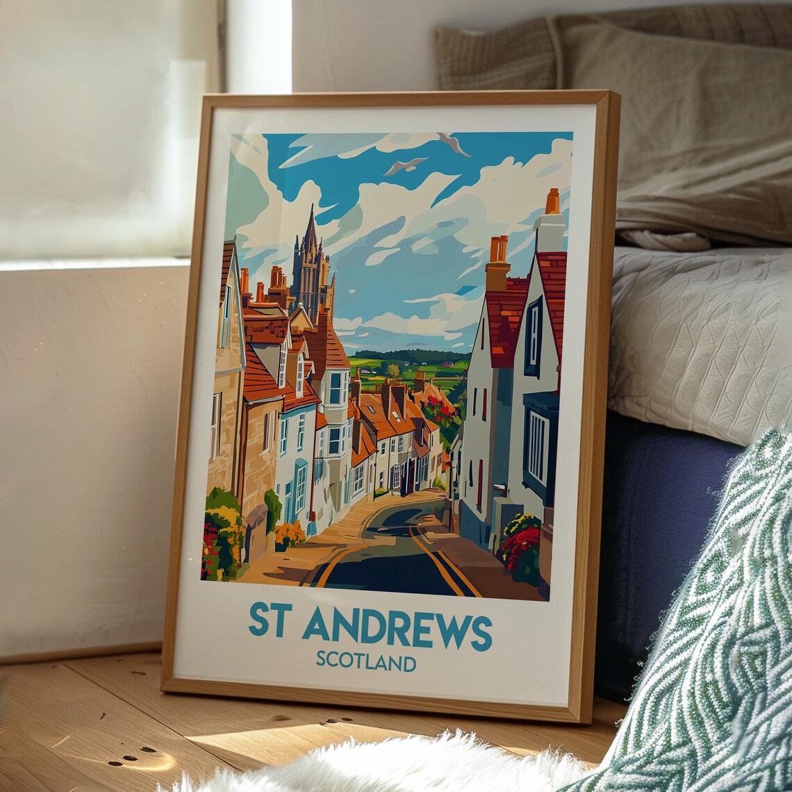 St Andrews Scotland Historic Town Street Cathedral Travel Poster - Image 3