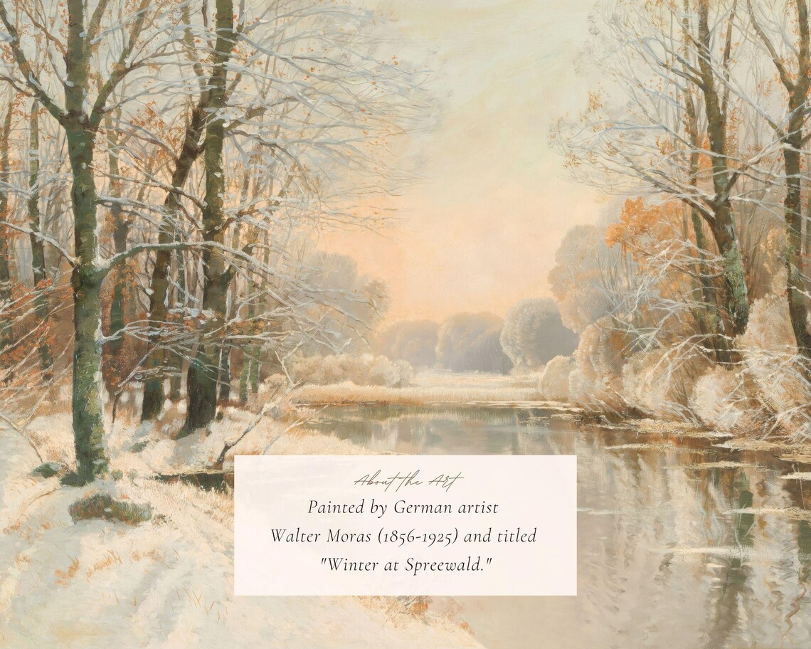 Pond In Winter Vintage Rustic Landscape Art Print - Image 2