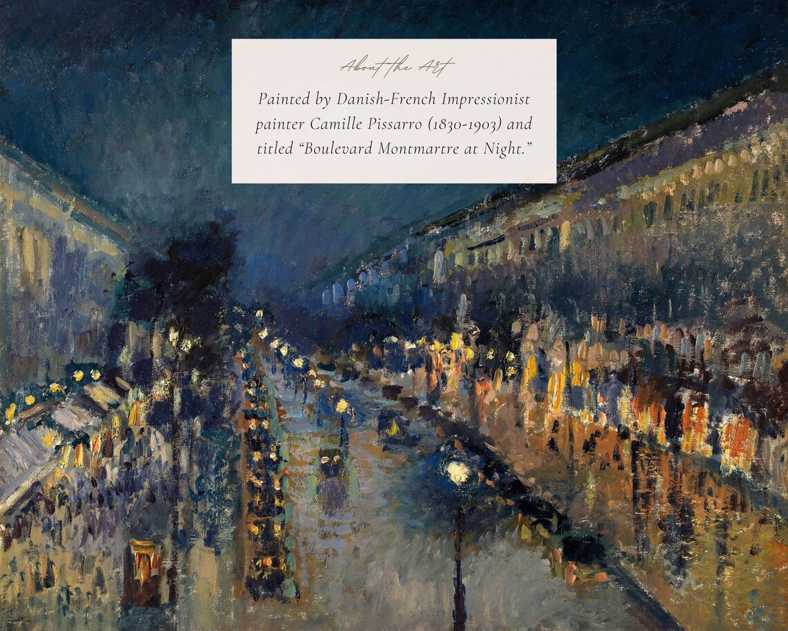 Boulevard Montmartre at Night by Camille Pissarro, Art Print - Image 2