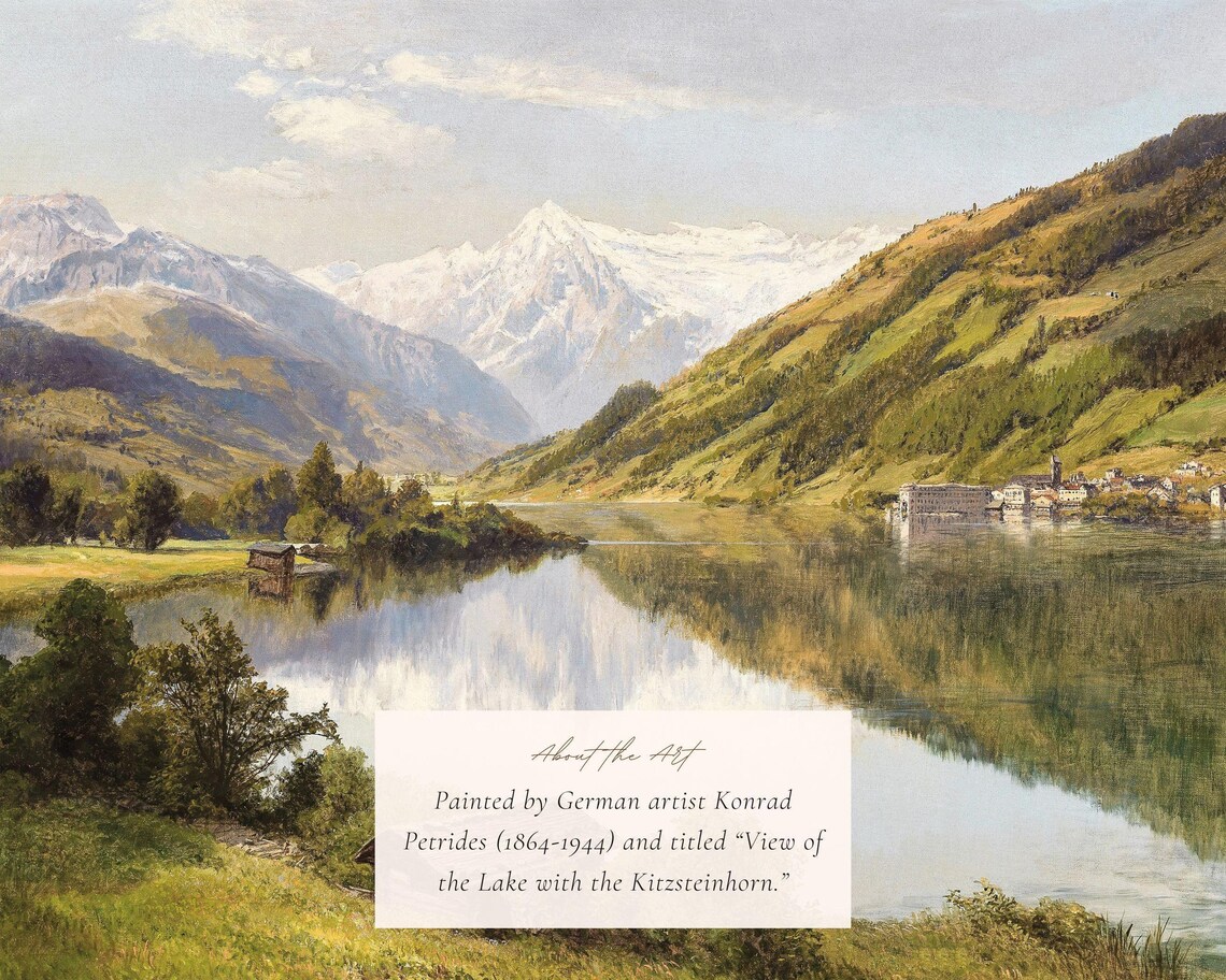 Mountain Lake Landscape, Vintage European Art Print - Image 2