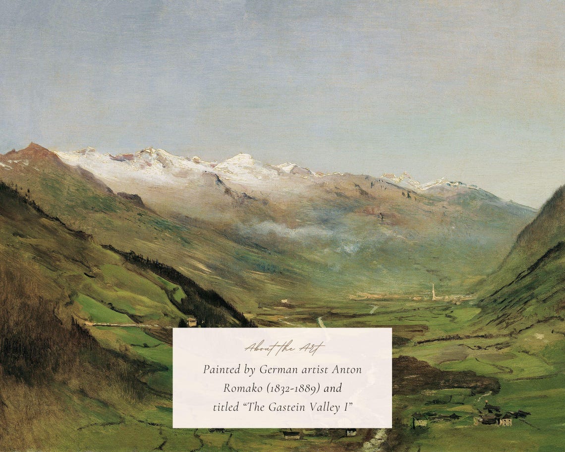 Mailed Gicle Print Mountain And Valley Landscape Painting Rustic Nature Artwork Victorian Decor Cabin Wall Art Antique Aesthetic - Image 2