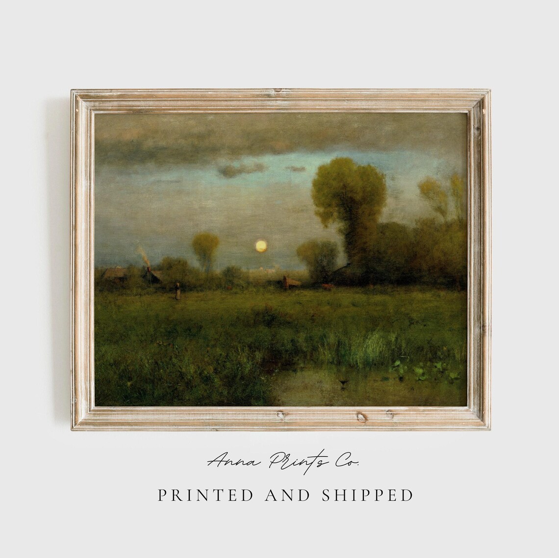 Vintage Moody Landscape Art Print, Victorian Farmhouse
