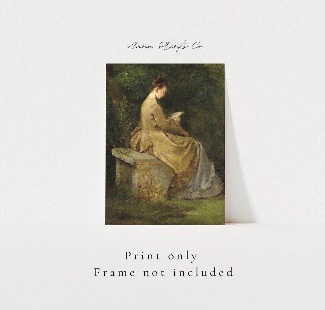 Young Woman Reading Victorian Portrait, Vintage Art Print - Image 3