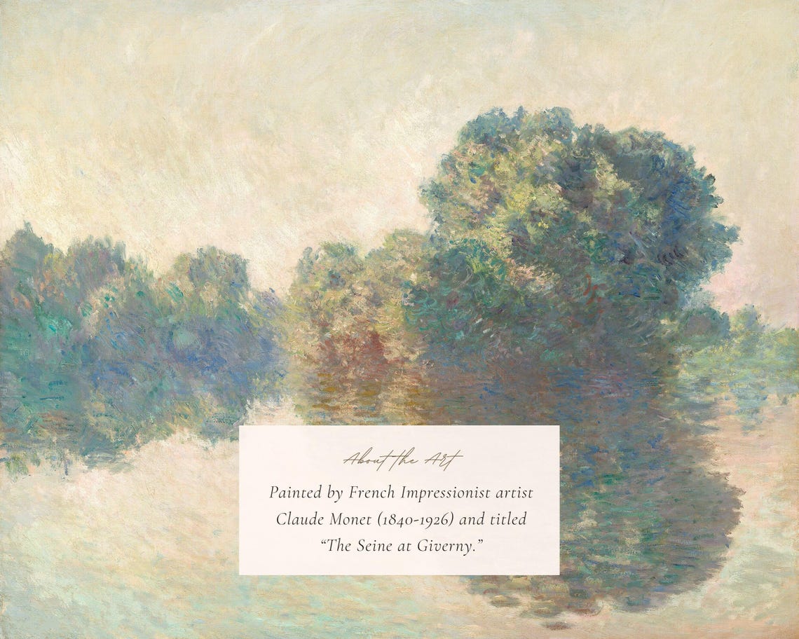 Impressionist River Landscape Oil Painting Print Tree Reflections Art - Image 2