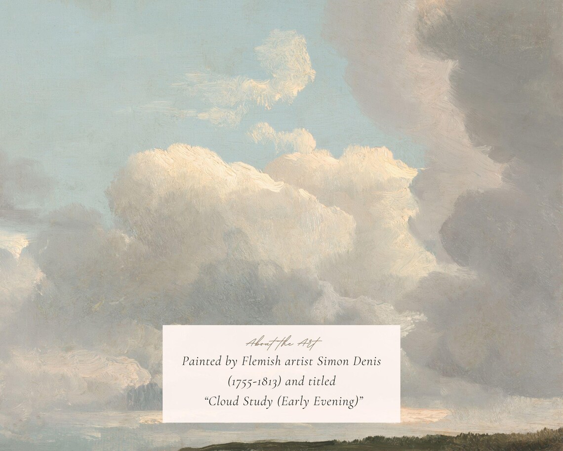 Antique Cloud Study Art Print, Light Academia - Image 2