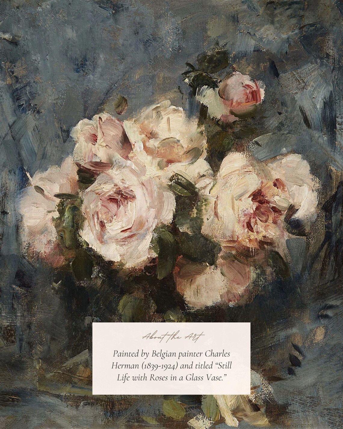 Antique Still Life With Roses, Victorian Art Print - Image 2