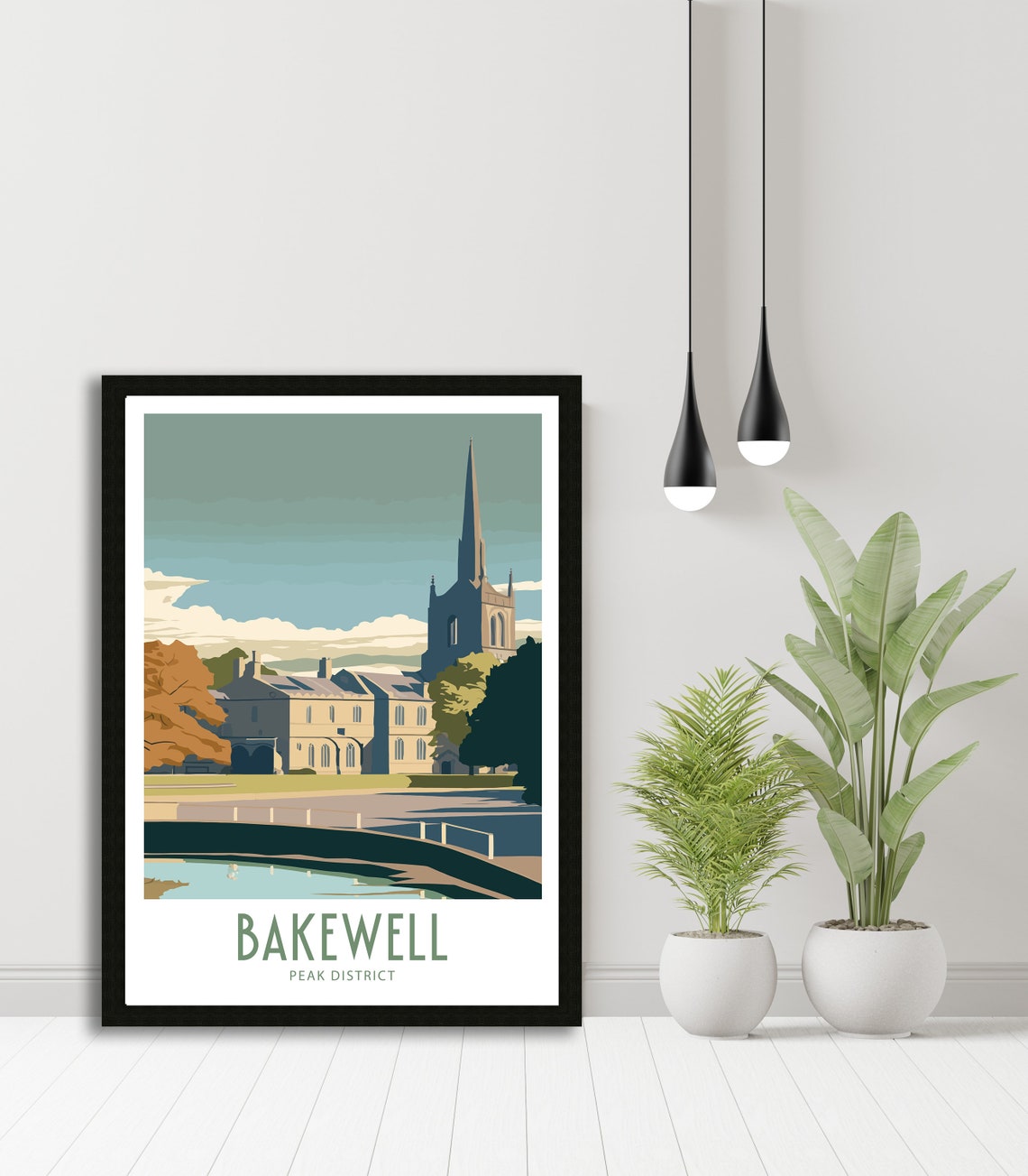 Bakewell Peak District Church Spire By The River Autumn Travel Poster - Image 5