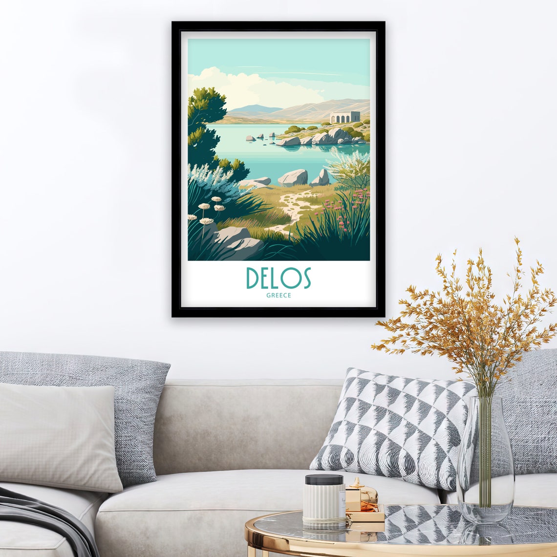 Delos Greece Serene Lagoon Wildflowers Ancient Ruins Travel Poster - Image 3