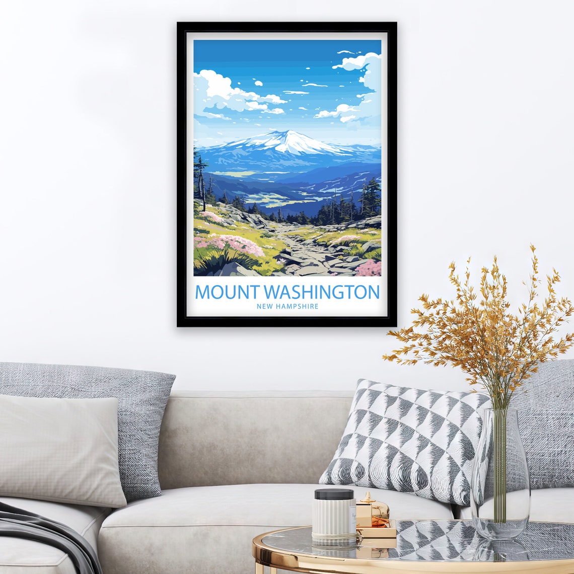 Mount Washington New Hampshire Snowy Peak Alpine Travel Poster - Image 3