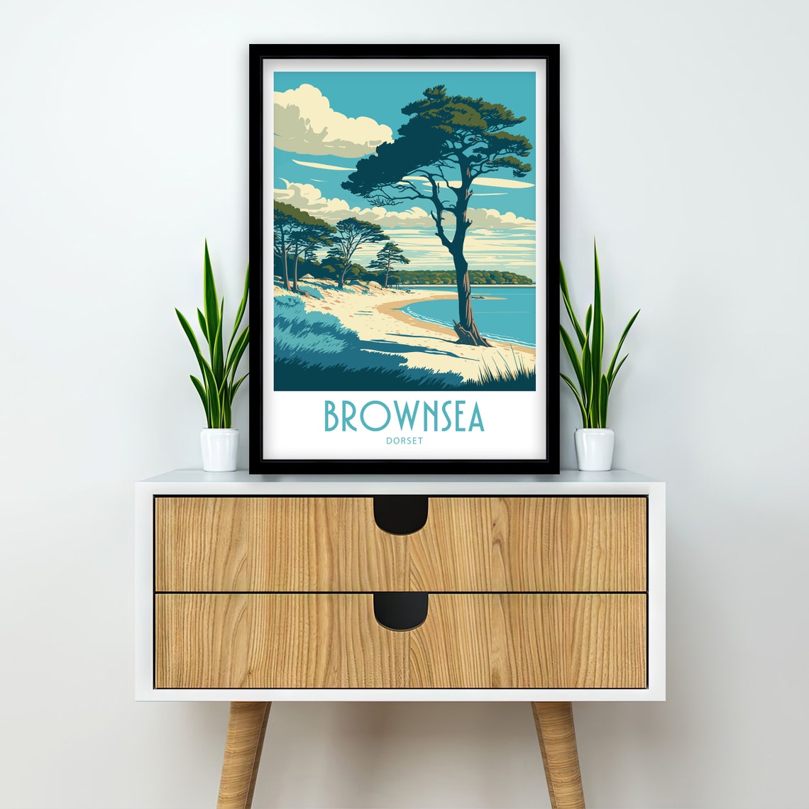 Brownsea Island Dorset Pine Beach Cove Vintage Travel Poster - Image 2