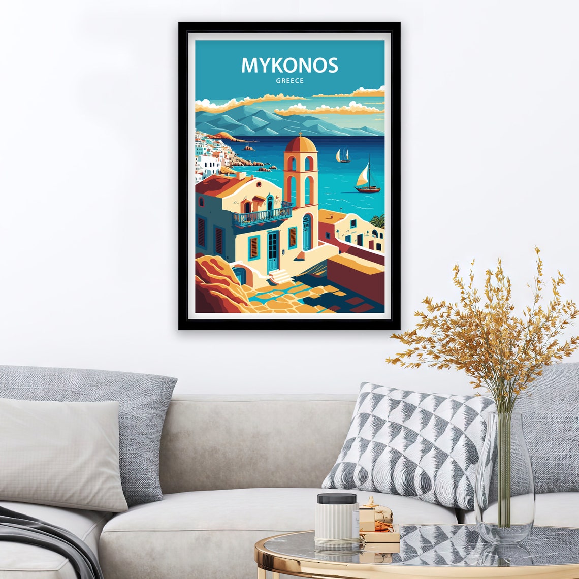 Mykonos Art Print Mykonos Print Greece Print Mykonos Wall Art Mykonos Poster Travel Poster Mykonos Travel Print Greece Art Print - Image 2