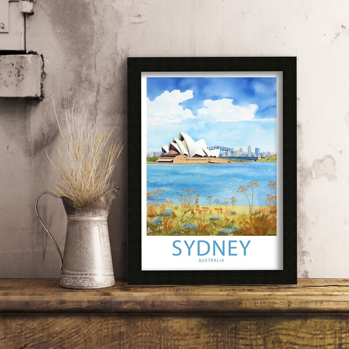Sydney Australia Opera House Harbour Watercolor Illustrated Poster - Image 6