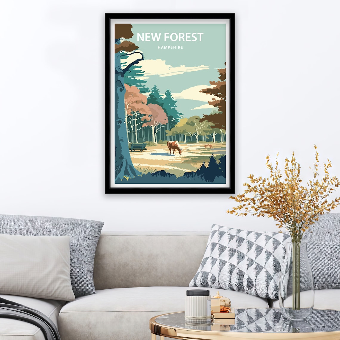 New Forest Ponies Art Print, Hampshire National Forest - Image 2