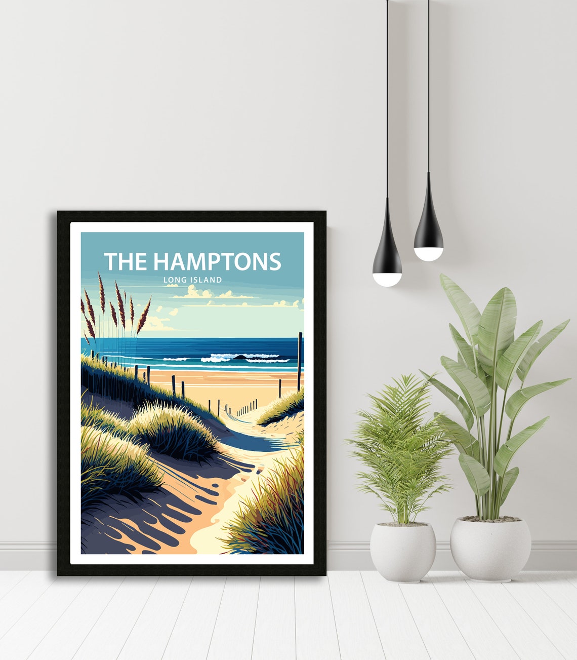 The Hamptons Long Island Dune Path Ocean Beach Grass Travel Poster - Image 4