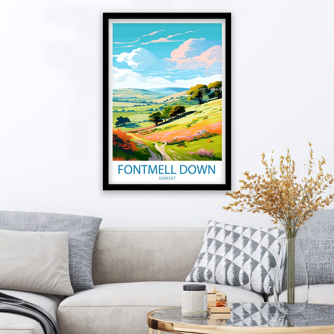 Fontmell Down Dorset Rolling Hills Wildflower Meadow Hike Poster - Image 2