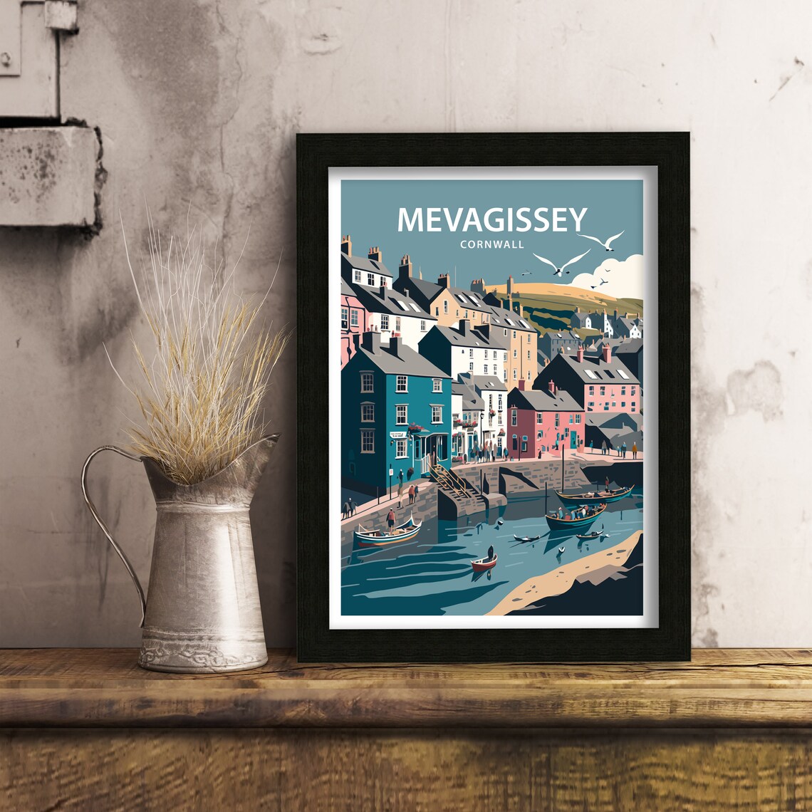 Mevagissey Travel Poster, Cornwall Harbour Art - Image 5